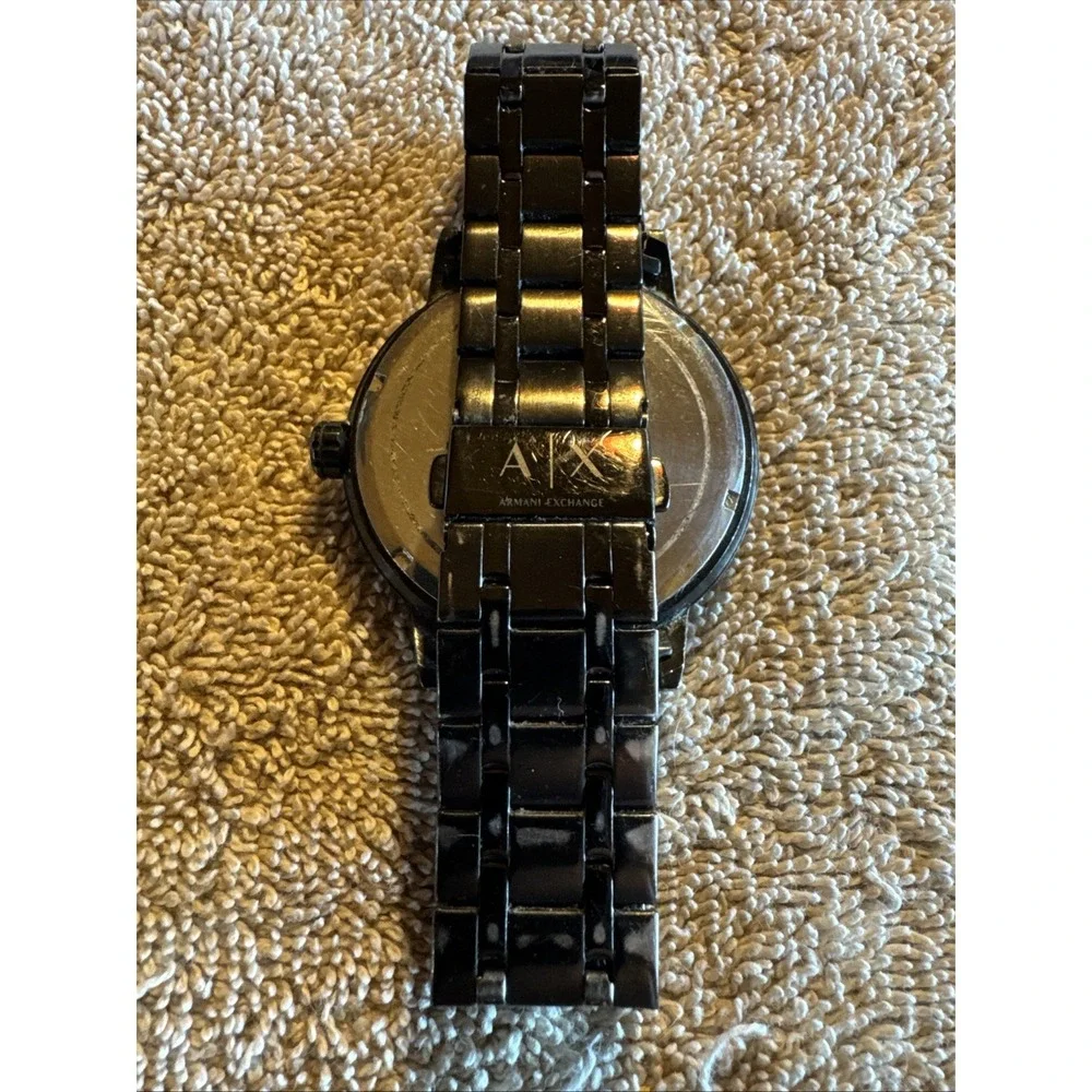Armani Exchange AX Black Stainless Steel Watch Minimalist Dial Men's